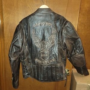 Dark Brown Xelement Leather Jacket with zip out liner XL.